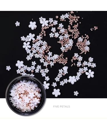 JERCLITY 3D Nail Art Decoration Kit - Mixed Metal Nail Rivets, White Flower Studs, Gem Pearls, Tweezers - 6 Boxes - KIT01 - Buy Online on GoSupps.com