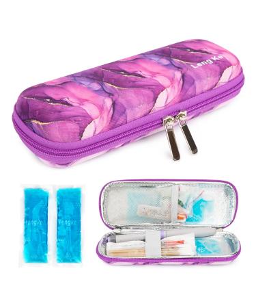 Youshares insulin cooling bag for diabetes travel bag for insulin pen insulin syringes insulin and other diabetic accessories diabetics bag with fridge pack for insulin (marble purple)