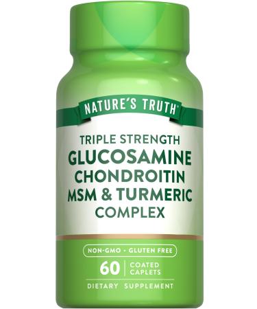 Nature's Truth Glucosamine Chondroitin MSM Complex | 60 Caplets | with Turmeric | Triple Strength Formula | Non-GMO and Gluten Free Supplement