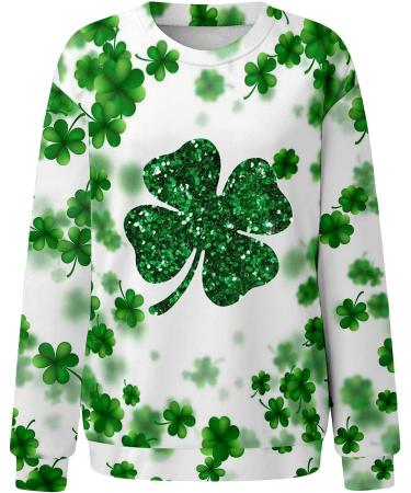 Womens St Patricks Day Heart Pattern Raglan Tee - Green, Large - Buy Online on GoSupps.com