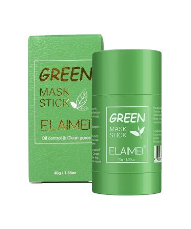 Green Mask Stick Green Tea Purifying Clay Stick Mask Face Moisturizes Oil Control Deep Cleansing Smearing Clay Mask Deep Clean Pore Improves Skin for All Skin Types Men Women