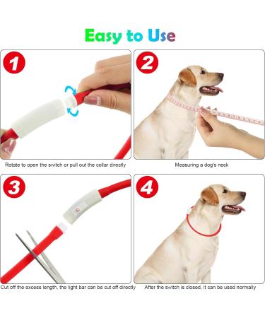 Buy Auauy LED Light Neck Band for Dogs & Cats - USB Rechargeable Adjustable Waterproof 4 Modes (Red) | Safe Silicone Collar for Pet Safety - Buy Online on GoSupps.com