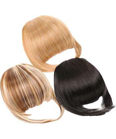 Clip in Fringe High Temperature Fiber Clip in Bangs with Temple Hair Natural Look Fake Flat Bangs Front Face Fake Fringe for Women Girl Style3 - Buy Online on GoSupps.com