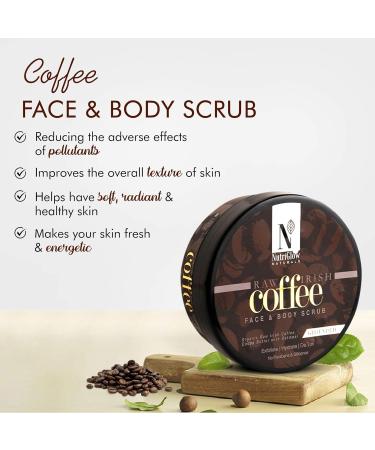 Organic Coffee Face & Body Scrub with Cocoa Butter & Oatmeal - Exfoliate & Hydrate | 200gm | International Shipping - Buy Online on GoSupps.com