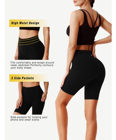 Desol Women's High Waist Cycling Pants with Pockets - Belly Control Sports Shorts for Yoga & Running - Dark Night 20.3cm - Buy Online on GoSupps.com