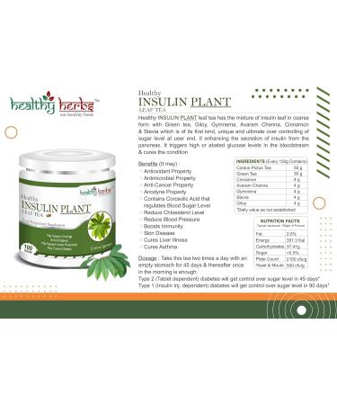 Nutranix ads Insulin Plant Leaf Tea (Costus Igneus) - Blood Sugar Support - Pack of 100g Pure Insulin Plant Powder - Buy Online on GoSupps.com
