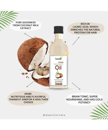 Anadi Pure Bliss Coconut Oil | Nutritious & Flavorful | Nariyal Tel | Nature's Nourishment for Skin | Rich In Vitamin E | Natural Moisturizer | Antifungal Properties | 100 ML - Buy Online on GoSupps.com