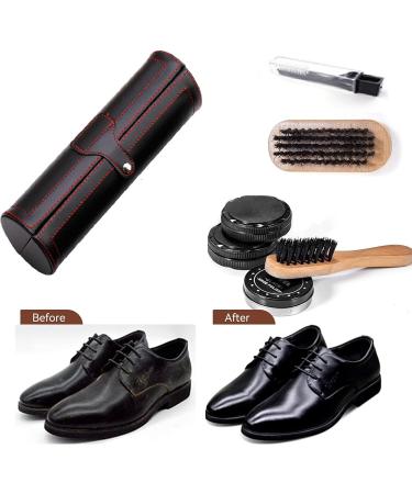 Shoe Polish Kit Cleaning Shine Care Barrel Set PU Travel Shoe Shine Brush kit with Brush Travel Case Luxury Premium Soft Horsehair Bristle Dauber Wooden Applicator Shoehorn Cloth 11 Piece - Buy Online on GoSupps.com