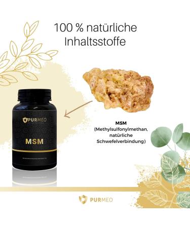 Purmeo MSM Capsules - 1600 mg Methylsulfonylmethane | 360 Vegan Capsules | High Dose Laboratory Tested Made in Germany - Buy Online on GoSupps.com
