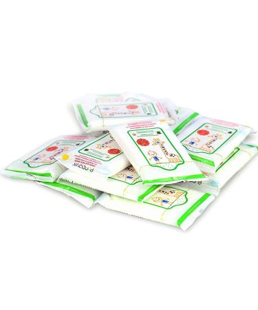 PRDOUX 100% Cotton Wipes for Babies and Children with Aloe Vera and Chamomile - 120 Wet Wipes in 12 Resealable Sachets - Buy Online on GoSupps.com