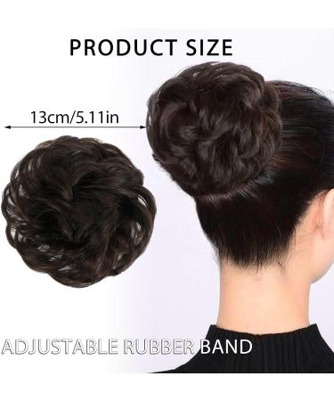 XNIVUIS 2 Pcs Messy Hair Scrunchies Scrunchy Scrunchie Messy Bun Hair Piece Hair Bun Scrunchies Hair Bun Extensions Bun Curly Wavy Hair Scrunchies Curly Wavy Hair Pieces For Women (Dark Brown) - Buy Online on GoSupps.com