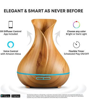 Smart Alexa Aroma Diffuser - 500ml Essential Oil Humidifier App Control 7 Color LED Timer & Auto-Off - Compatible with Alexa & Google Home - Buy Online on GoSupps.com