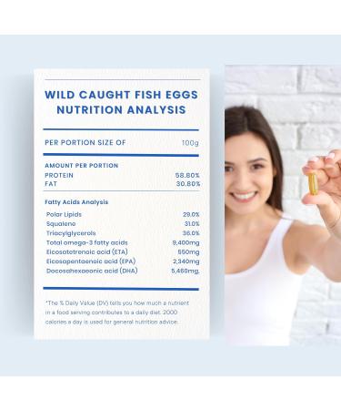 Wild Caught Fish Eggs 2 000mg - Omega 3 Supplement for Eye Brain Health Supports Immunity Bones and Teeth Mood Support with Omega 3-6-9 Fish Egg Capsules - Buy Online on GoSupps.com
