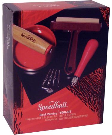 Speedball Block Printing Kit with Bench Hook, Inking Plate, Brayer, Lino Cutters, Carving Tools, and Baren - Buy Online on GoSupps.com