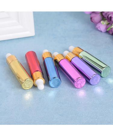 Tianzd Chrome Purple Drip Bottles - 6 Pack of 10ml Empty Glass Pipette Bottles for Essential Oils & Perfume Oils with Gold Screw Cap - Buy Online on GoSupps.com