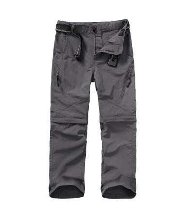 Asfixiado Boys Cargo Pants, Kids' Casual Outdoor Quick Dry Waterproof Hiking Climbing Convertible Trousers 9035 #Grey 6-7 Years