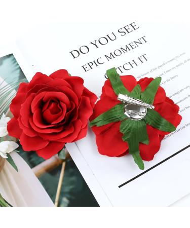 Cinaci 16 Pieces Flamenco Dancer Mexican Wine Red Rose Flower Alligator Hair Clips Barrettes Brooches Prom Party Wedding Bridal Hair Pins Accessories for Women Girls - Buy Online on GoSupps.com