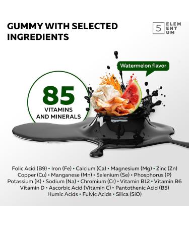 5 elementum Original Shilajit Gummies 2200 mg 90 pieces Premium Shilajit Gummies with Lions Mane Reishi Chaga & Cordyceps Himalayan Shilajit for energy and vitality with the aroma of watermelon Watermelon 90 Gummies - Buy Online on GoSupps.com