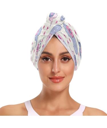 Cute Colorful Elephants Dry Hair Cap | Quick Drying Towel Set with Button Headband | Super Absorbent & Soft Comfort for All Hair Types - Buy Online on GoSupps.com