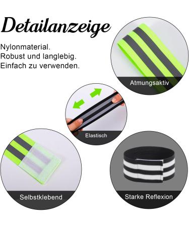 Partideal 8-Piece Reflective Ligaments Stripes Pants Clip - Elastic Reflector Straps for Cycling & Jogging - Green & Black - Buy Online on GoSupps.com