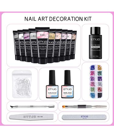 Poly Gel Nail Kit - 10 Color Builder Set with Slip Solution & Rhinestones - Buy Online on GoSupps.com