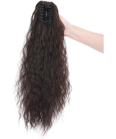 Natural Ponytail Extension Clip in Hair Extensions Long Curly Corn Wave Claw on Ponytail Heat Resistant Synthetic Hairpiece for Women Dark Brown - Buy Online on GoSupps.com