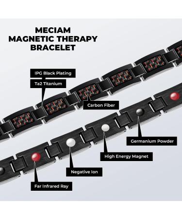 Meciam Magnetic Therapy Carbon Fiber Titanium Bracelet | Pain Relief for Arthritis | Adjustable Length | Red - Buy Online on GoSupps.com