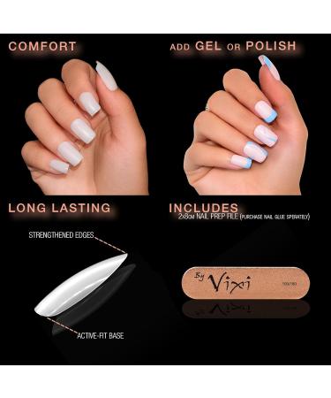 Vixi 600 Medium Square Nail Set with Prep File | 10 Sizes Opaque Express Full Cover False Fingernail Extensions for Salon & Home Use - Buy Online on GoSupps.com
