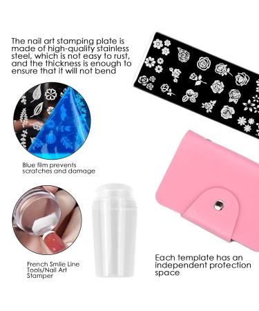 NATUCE Nail Stamp Set - 12PC Nail Stamping Plates Silicone Stamper & Storage Bag for Stunning Nail Art - Buy Online on GoSupps.com