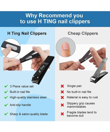 Professional Black Matte Stainless Steel Nail Clippers Set - 3 Pack for Men and Women | Includes Fingernail, Thick Toenail, and Ingrown Nail Clippers with Built-in Nail File - Buy Online on GoSupps.com