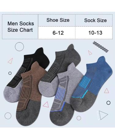 eallco Men's Low Cut Athletic Ankle Socks - Cushioned Running Tab, 6 Pack Black - Buy Online on GoSupps.com