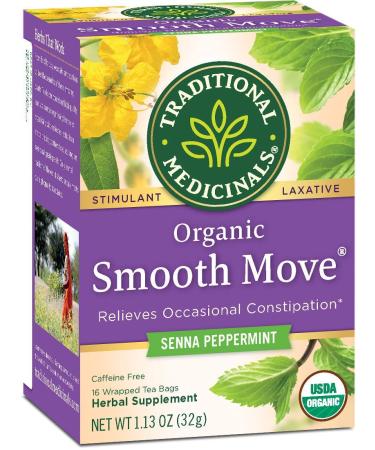 Organic Smooth Move Peppermint Laxative Tea - Caffeine Free, 16 Wrapped Bags - Buy Online on GoSupps.com