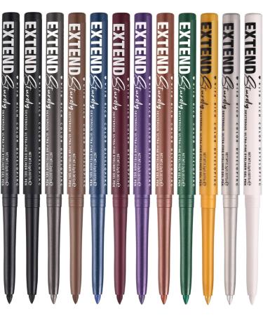 Eyeliner pencil set gel eyeliners | 12 waterproof eye colors professional gel pens stain-proof makeup cosmetic set - Buy Online on GoSupps.com