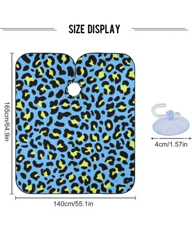 Waterproof Barber Cape - Blue Yellow Leopard Print Hair Cutting Bib for Men & Women | Unisex Cheetah Design - Buy Online on GoSupps.com
