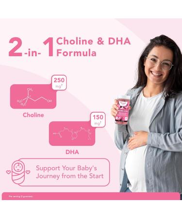 GOJOY NATURALS Prenatal Choline & DHA Gummies - Preconception to Postnatal Gummy Vitamin Supplement for Pregnant Women - Sweetened with Monk Fruit - 3rd Party Tested - Non GMO Gluten Free Vegan - Buy Online on GoSupps.com