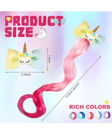 Willbond Unicorn Wig Hair Clips Bows for Girls - 6 Colors, Braided Extension, Princess Costume Accessory - Buy Online on GoSupps.com
