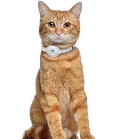 Oopsdoggy Leather AirTag Cat Collar with Bells - Durable GPS Pet Neckband for Cats & Small Dogs (White) - Buy Online on GoSupps.com