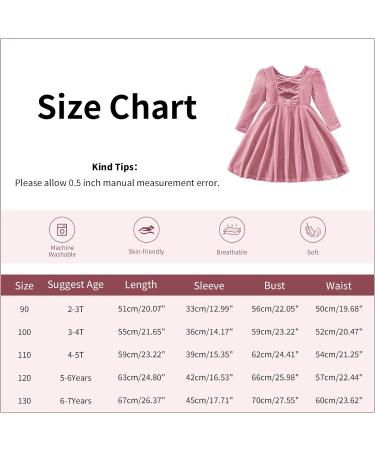 Miipat Baby Girls Velvet Dress - Long Sleeve Toddler Girl Princess Dress 3-4 Years Pink - Buy Online on GoSupps.com