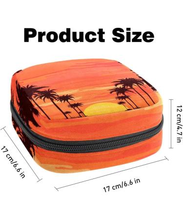 Portable Women s Napkin Storage Bag Coconut Tree Beach Sunset Design | Ideal for Menstrual Cups & First Period Essentials - Buy Online on GoSupps.com