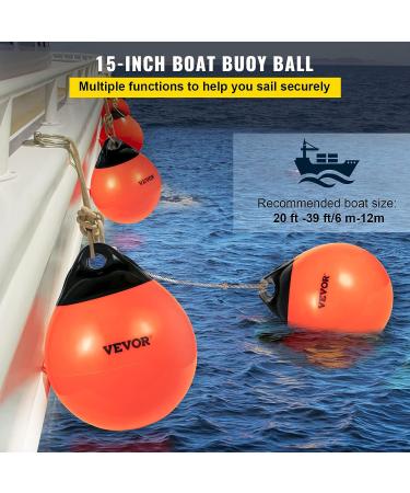 VEVOR 15 Inflatable Boat Buoy Balls - Heavy-Duty Marine-Grade PVC Marker Buoys for Boat Mooring, Anchoring, Rafting, Fishing - Orange - Buy Online on GoSupps.com