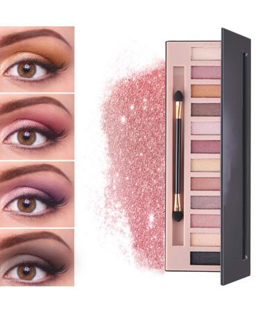 WENJLYJ 12 Color Naked Eyeshadow Palette Pearly Earth Color Eyeshadow Natural Shimmer Eyeshadow Palette Professional Waterproof and Smudge Proof Eye Shadow Palette Kit Eye Makeup Set for Women(B)