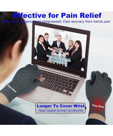 Tiny Chou Arthritis Compression Gloves 2 Pairs for Women Men - Pain Relief for Rheumatoid Osteoarthritis Carpal Tunnel - Pink Grey Anti-Slip Fingerless Hand Support - Buy Online on GoSupps.com