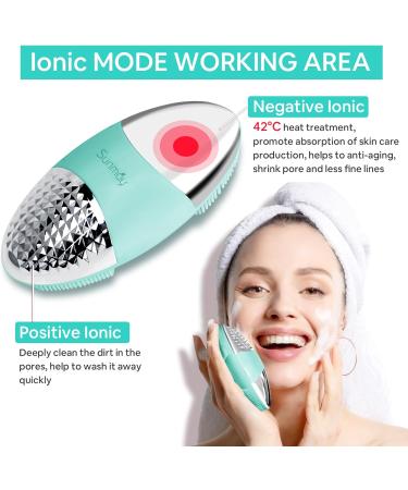 Sunmay Oval Sonic Face Cleaning Brush - Waterproof Silicone Facial Washer with Ion Function for Deep Cleaning & Gentle Peeling - Blue M - Buy Online on GoSupps.com