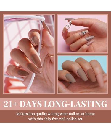 Elite99 Gel Nail Polishes Set- 8 Pack Gel Nail Kit Nude Pink Glitter Gel Polish Set Soak Off UV LED Nail Gel Manicure Kit DIY Home Salon Nail Art Top Coat Base Coat Matte Top Coat C004 - Buy Online on GoSupps.com