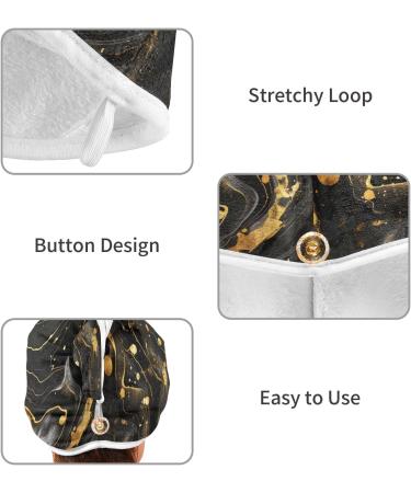 Luxury Black & Gold Marble Hair Towel 2 Pack | Super Absorbent Quick Dry Hair Turbans for Women & Girls - Buy Online on GoSupps.com