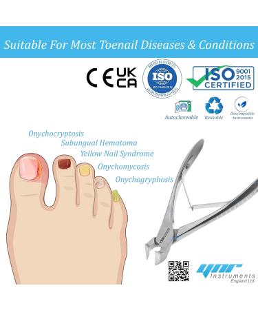 Toenail Clippers by YNR Instruments England Podiatry Tool German Forged Cantilever Head Cutter Nail Nippers to Cut Thick Toe Nails - Hospital Grade - 13cm - Spring - Buy Online on GoSupps.com