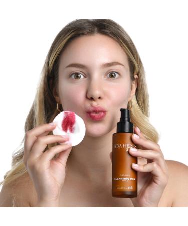 ADA HERBS Cleansing Milk Face Wash - Makeup Remover for Sensitive Skin - Organic Shea Butter & Apple Water - Gentle Hydrating Cleanser for Dry Skin - 99% Natural Ingredients (3.4 oz) - Buy Online on GoSupps.com
