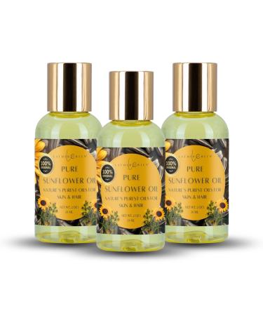 100% Pure Cold Pressed Oils for Hair Skin & Body Multipurpose Vegan Oils for Moisturizing Massage & DIY Skincare (Pack of 3 100% Pure Sunflower Seed Oil) 100% Pure Sunflower Seed Oil 2 Fl Oz (Pack of 3)