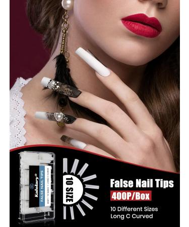 Kalolary 400 Pcs Extra Long U-Curve Acrylic Nail Tips - Natural Color Full Cover C Curve Fake Nails for Nail Art & Extensions - Buy Online on GoSupps.com
