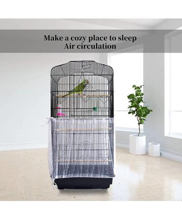 Daoeny 2Pcs Adjustable Bird Cage Cover | Upgraded Airy Nylon Mesh Parrot Net with Sequins | Seed & Feather Catcher for Parakeet Macaw | Soft & Universal Birdcage Cover Skirt | 78.7 x 15.7 Inch - Buy Online on GoSupps.com